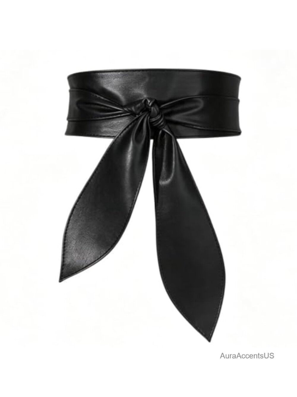 Women Wide Faux Leather Wrap Belt Long Obi Belt Knotted Waist Belt Dress